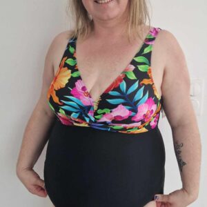 maillot de bain 1 piece bonnet fleuri