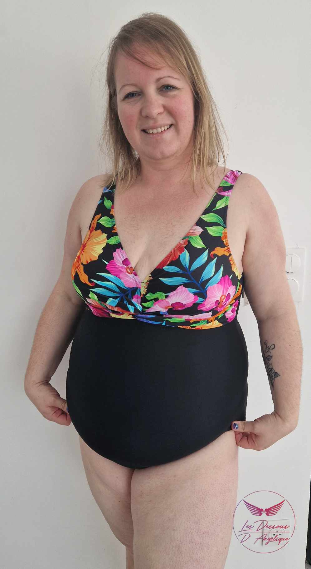 maillot de bain 1 piece bonnet fleuri