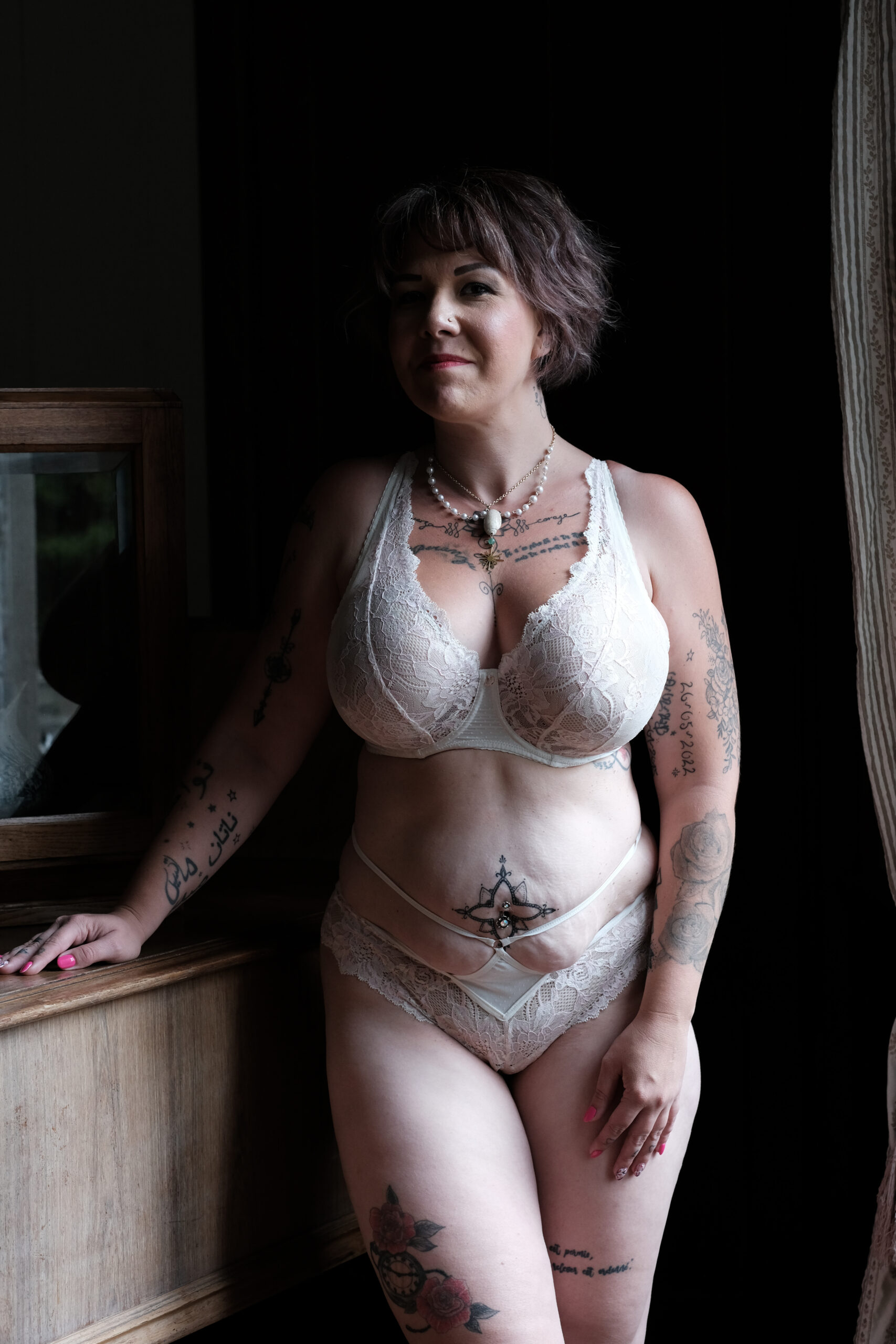 Soutien-Gorge bralette GT Nacre – Dentelle Écru et Rose Poudré – Image 3