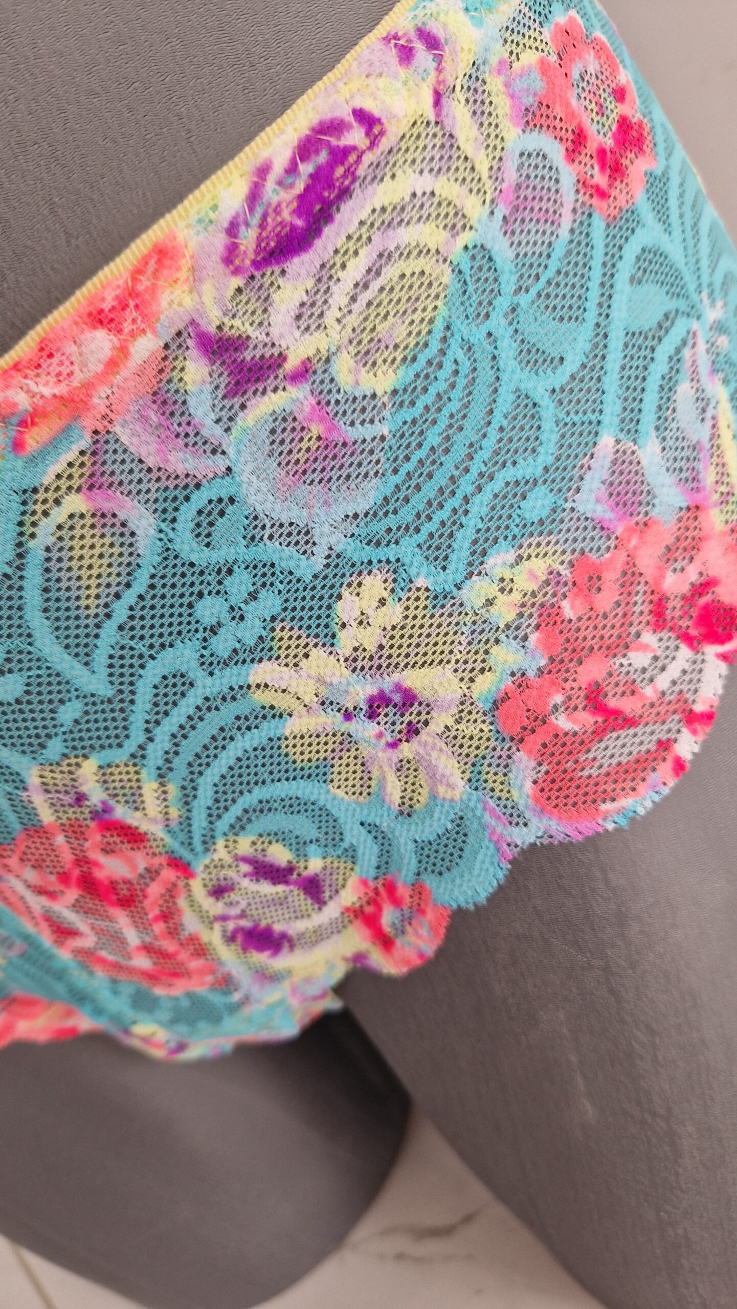 Slip Flower dentelle turquoise femme
