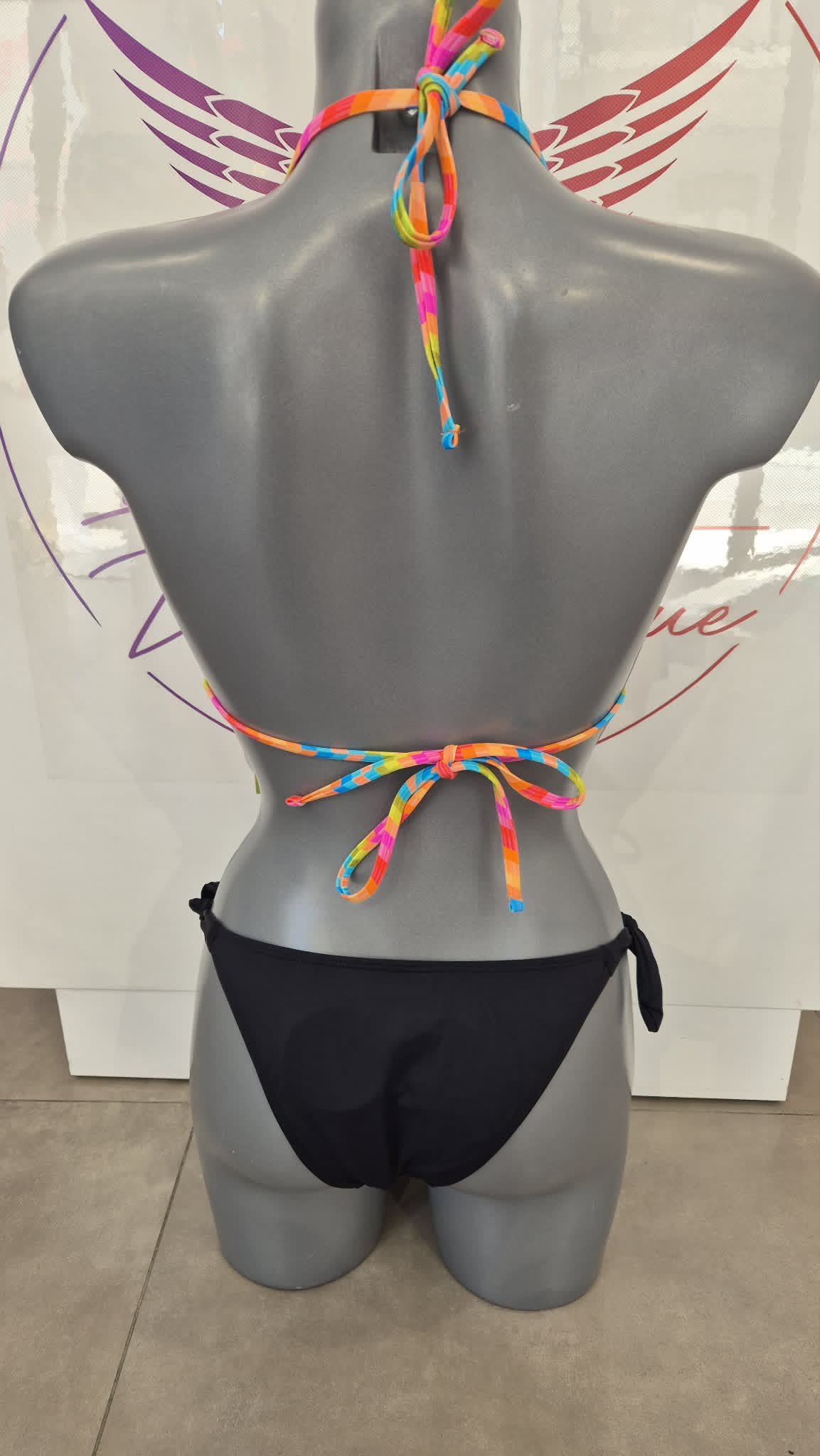 Bikini Triangle Coulissant Multicolore Orange et noir – Image 3