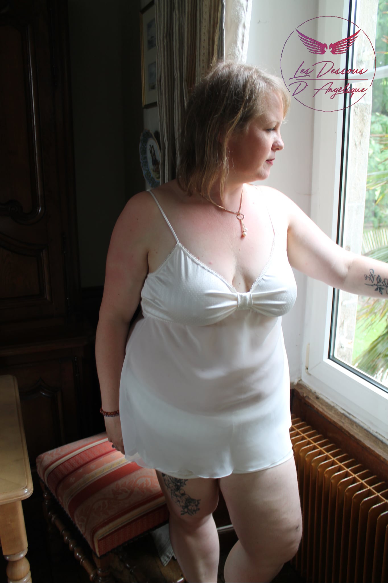 Night set top Nacre écru femme