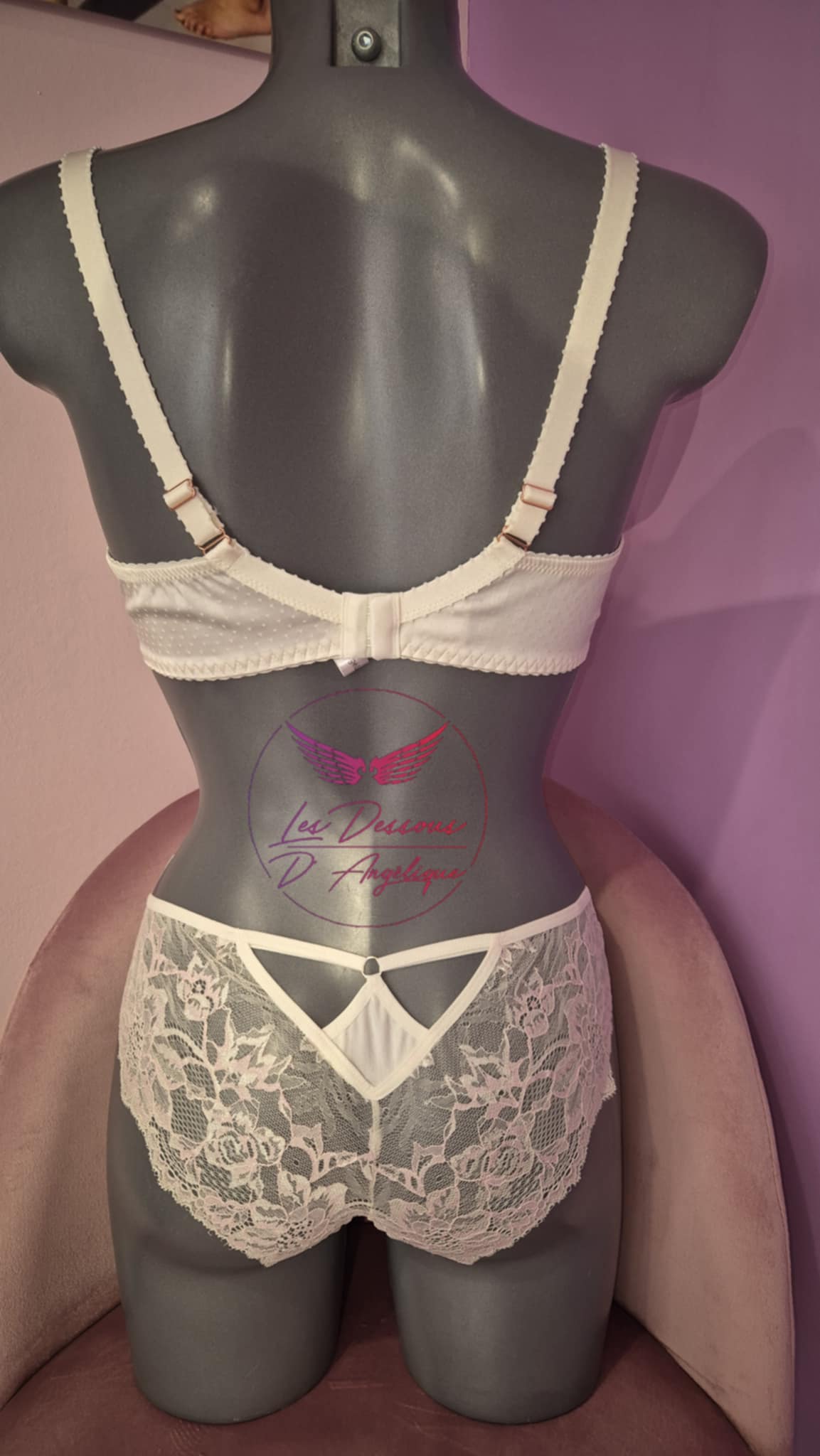 Slip Nacre – Microfibre Écrue et Dentelle Écru Rose Poudré – Image 2