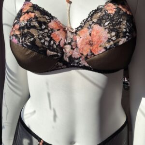 Soutien-gorge Padded Cornaline sans armatures en dentelle orange et rose