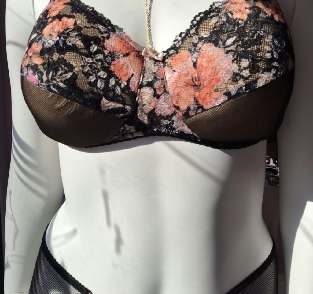 Soutien-gorge Padded Cornaline sans armatures en dentelle orange et rose